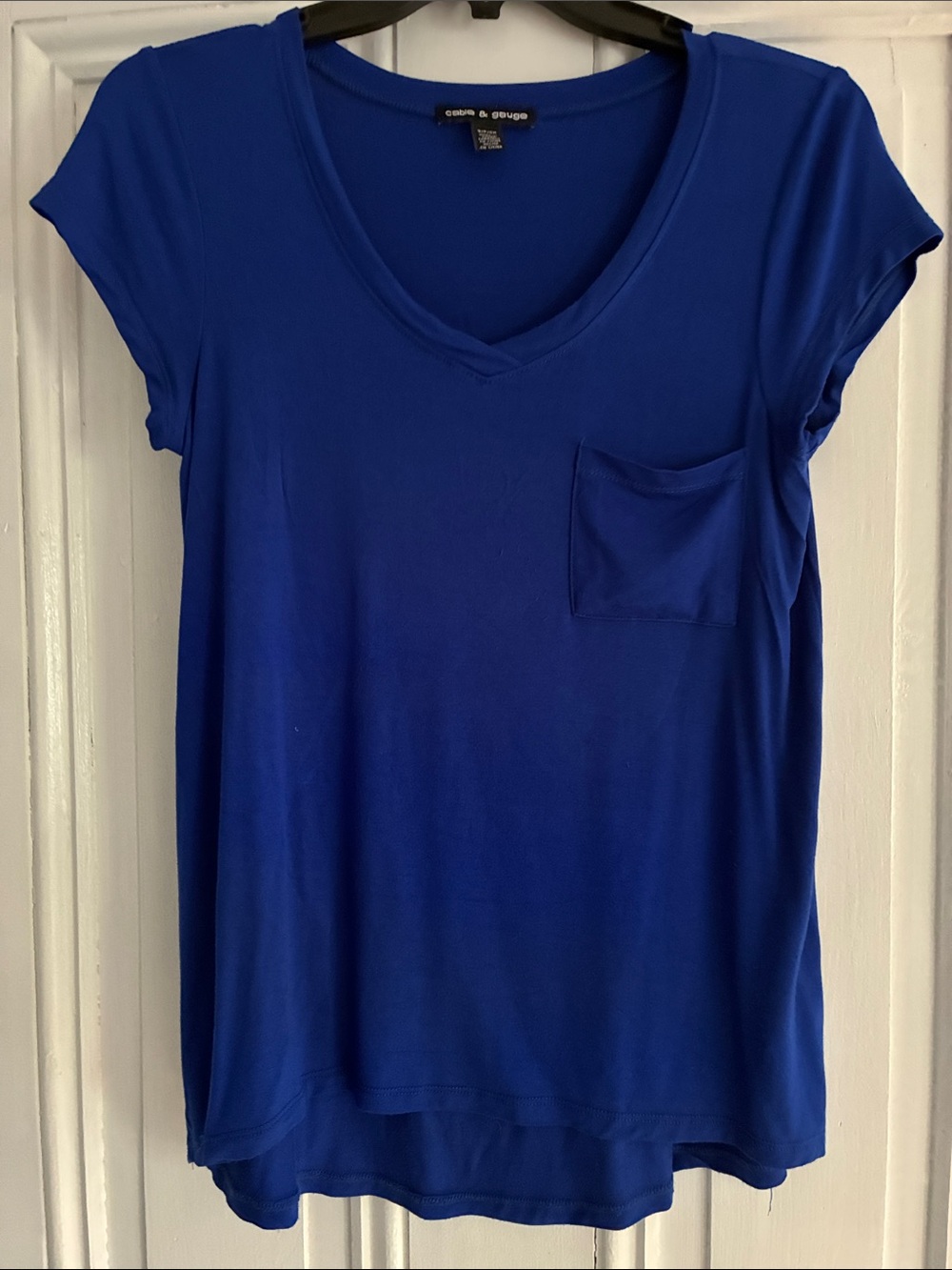 Cable & Gauge Royal Blue V-Neck Short Sleeve Pocket Tee